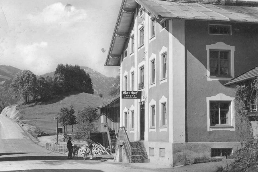 historische Aufnahme des ehemaligen Gebäudes der Hotel Krone in Stein